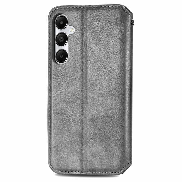 Läder Kompatibel med Samsung Galaxy A55 fodral med romb-design - Grå Silvergrå silver