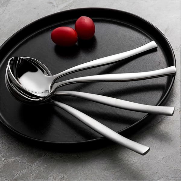 Rundhovedet dessertske i rustfrit stål, langskaftet ske, suppeske [LD]