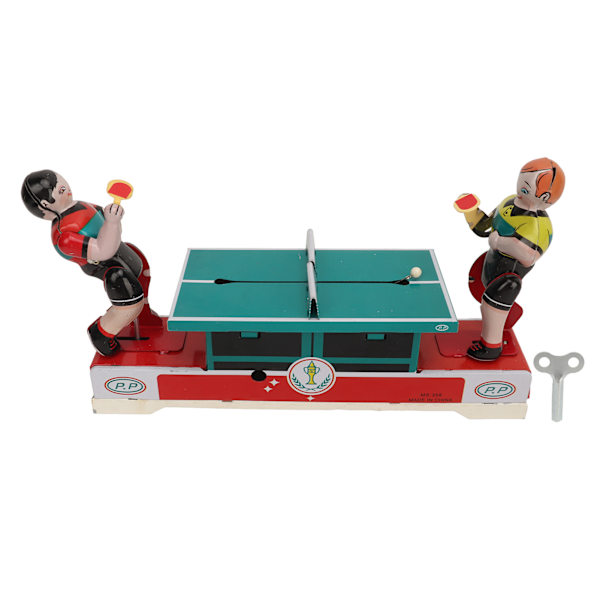 Vintage plåtleksaker Clockwork Bordtennisspelare Plåtleksaker Clockwork Spring Wind Up Metallleksaker