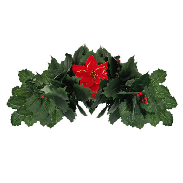 Jul Dörr Lintel Dekoration 45cm Sidentyg Konstgjord julkrans Dörrdekor