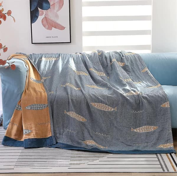 Bomuldsternet Boho Sengetæppe Dobbeltsidet Ternet Sengetøj Sofatæppe 150 X 200 Cm color 7