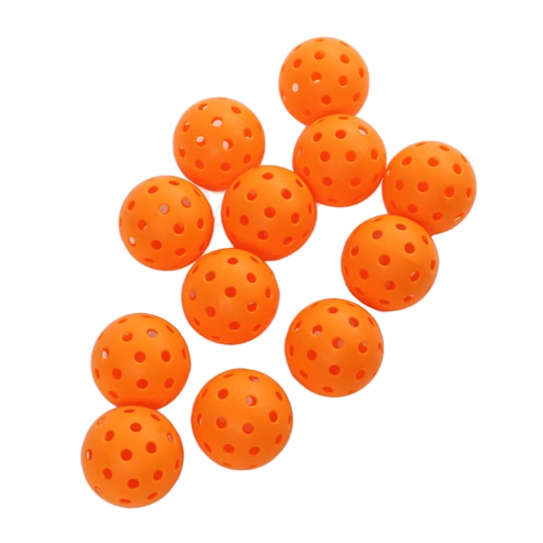 12 st 74 mm 40 hål pickleballs PE plast hög elasticitet pickleball utomhus hål bollar orange