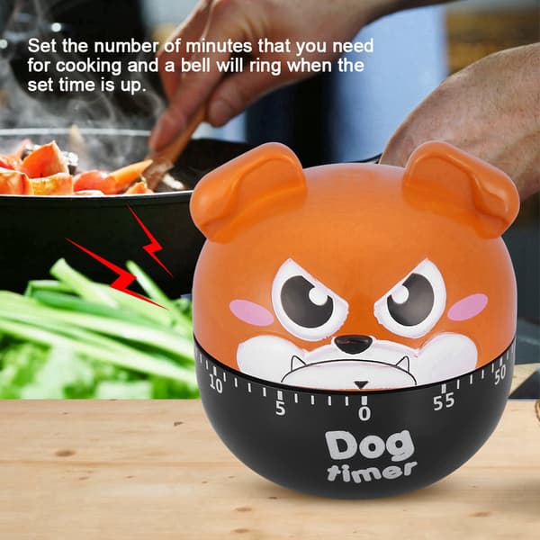 Mechanical Kitchen Timer Cute Dog Manual Counters for Household Cooking Reminder Tool (Brown)