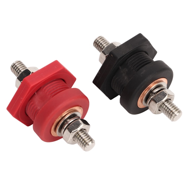 1 Par Thru Panel Batteri Terminaltilkoblinger 3/8 Tommer Svart Rød 440A Positiv Negativ Kryssforbindelse Stud Post for Bil Båt