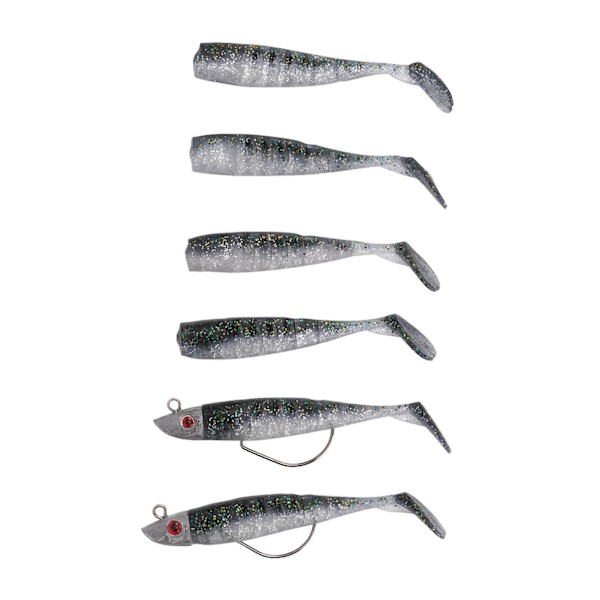 2 set silikon artificiellt fiskebete Mjukt fiskedrag för saltvatten Sötvatten Grön Svart
