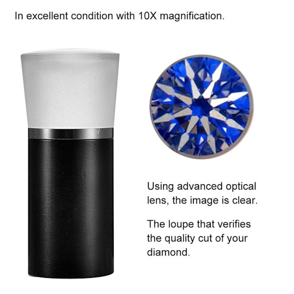 Hearts & Arrows Gems Diamant Slibnings Lupe 10X Forstørrelsesglas Smykker Viewer (sort)
