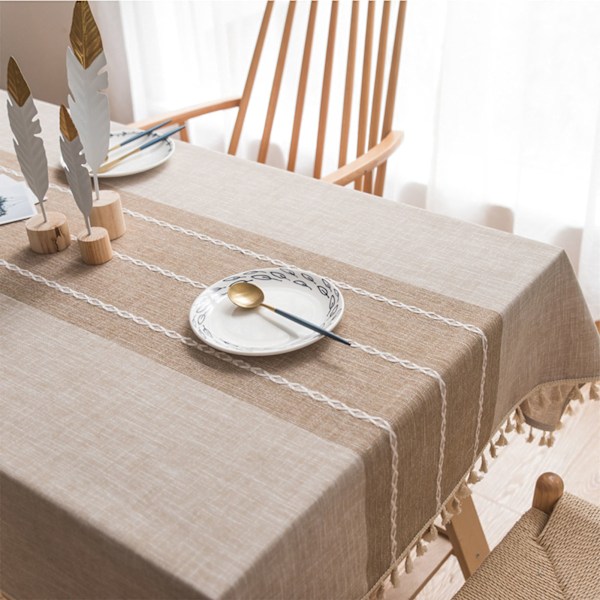 Bomullslin Dukservise Stoff Kunst Nordisk Stil Broderi Kvast Krøllfri Vaskbar Borddekke for Bordplate