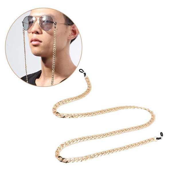 Tykk Hip Hop Style Anti-Skli Brillekjede Lesebrille Rem Guld