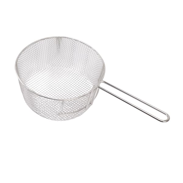 Frying Basket Stainless Steel Long Handle Reusable Rust Resistant Frying Net for Fish Chicken Nuggets Handle Without Rubber