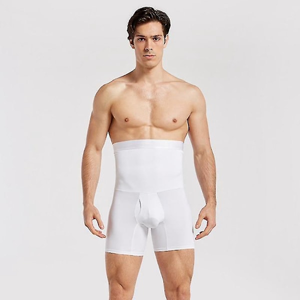 Hög midja Tummy Control Shapewear Briefs för män - Vit