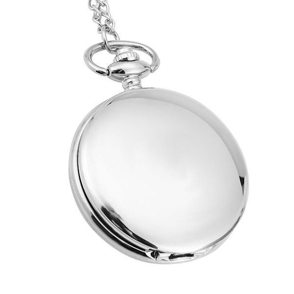 Klassisk Quartz Analog Glat Lommeur Halskædevedhæng med Kæde Sølv