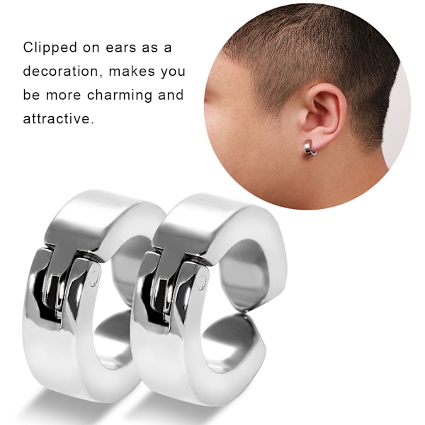 1 par elegante øreklemmer i rustfrit stål Øreringe Ear Cuff Smykker Gave (sølv glat overflade)