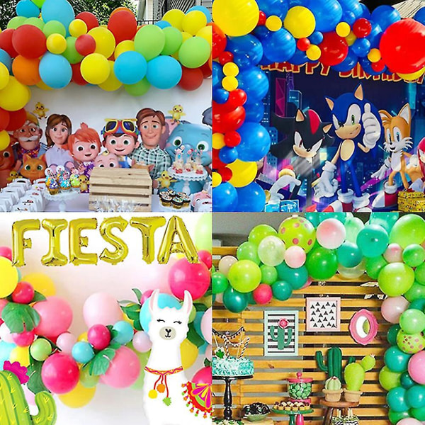 100-pack tjocka latexballonger, regnbågsfärgade uppblåsbara ballonger till festtillbehör för helium- eller luftanvändning