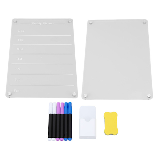 13 X 9,1 tum Magnetic Dry Erase Calendar Akryl Planering Bord Memo Board med 6 markörer för kylskåp tom tavla + Weekly Planner Board