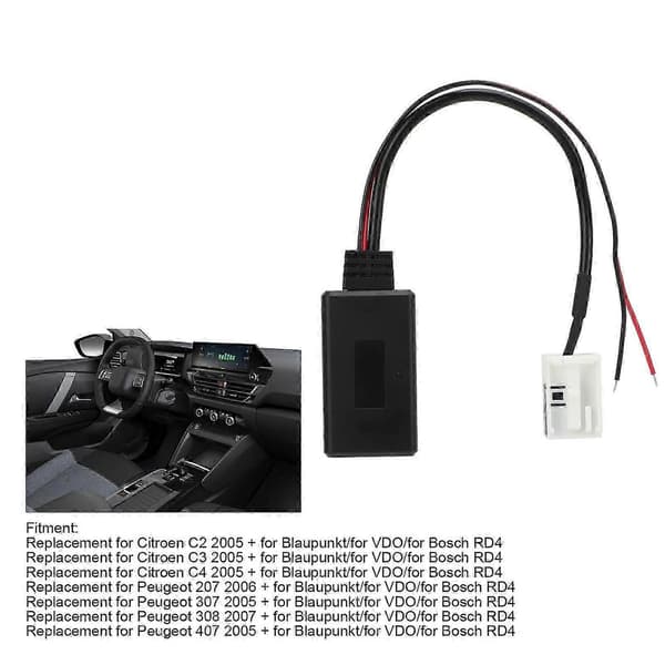 Trådløs RD4 Bluetooth-modul Stereo Aux-adapter for Citroen C2 C3 C4 C5 C6 C8 Erstatning