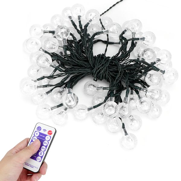 Vattentäta 10 m 60 LED-chips Solar Powered Ball Bulb String Lights för festlig festdekoration
