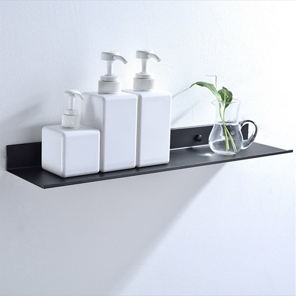 Sort badeværelse Enkellags Space Aluminium Matt Hylde (#50cm)