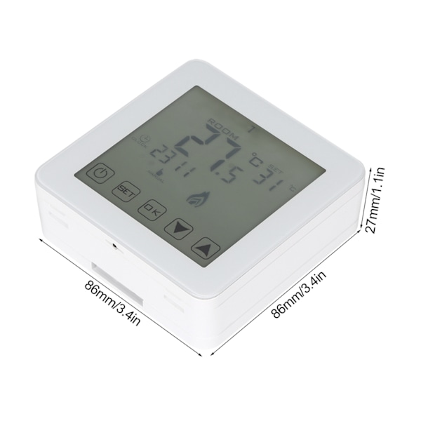 Vægmonteret programmerbar LCD-skærm Digital elektrisk varmetermostat Rumtemperaturregulator