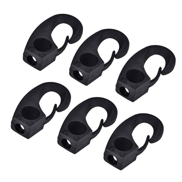 Sort Nylon Surrings Shock Hook Sæt 6 Stk til Båd Kano Kajak Tilbehør