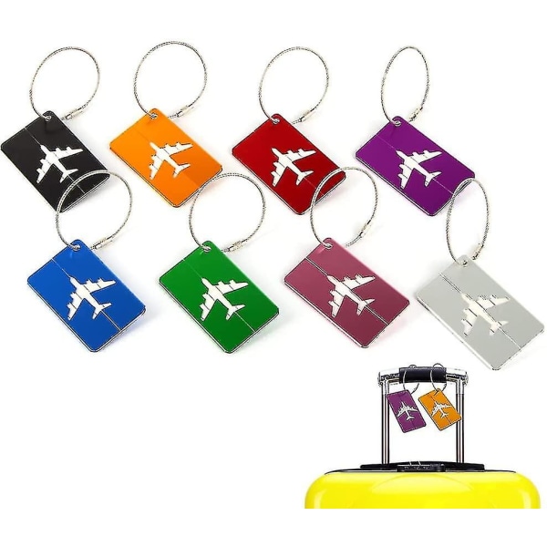 Bagasjemerker for kofferter, 6-pakke bagasjemerker Koffertmerker i aluminiumslegering med stålløkke for reisebagasje Identitets-ID-etiketter black