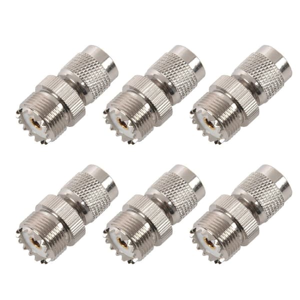 6X TNC-uros-PL259 UHF-naaras-adapteriliitin, hopea Silver
