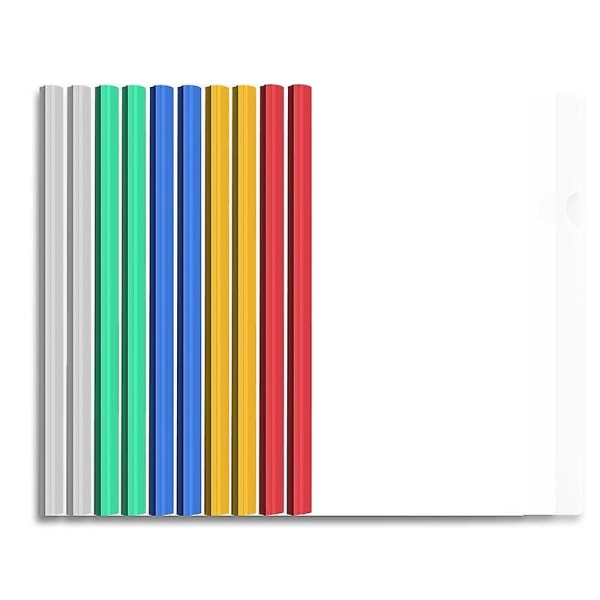 10 st A4 Clear Clip Bar-filer Rapport Projektpresentation Slide Binder Maps (blandade färger)