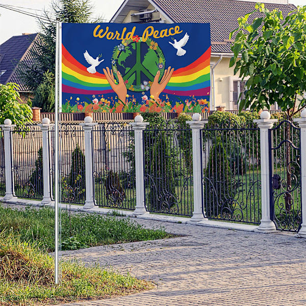 World Peace Flagga Polyester Stora banderoller 90*150CM Blekbeständiga flaggor Perfekt för utomhusdekoration i hemmet