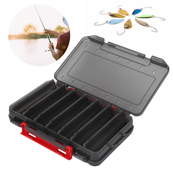 Multifunksjonell PVC Dobbeltlags Lokkeboks Oppbevaringsboks Fiskeutstyr GrayLure Box