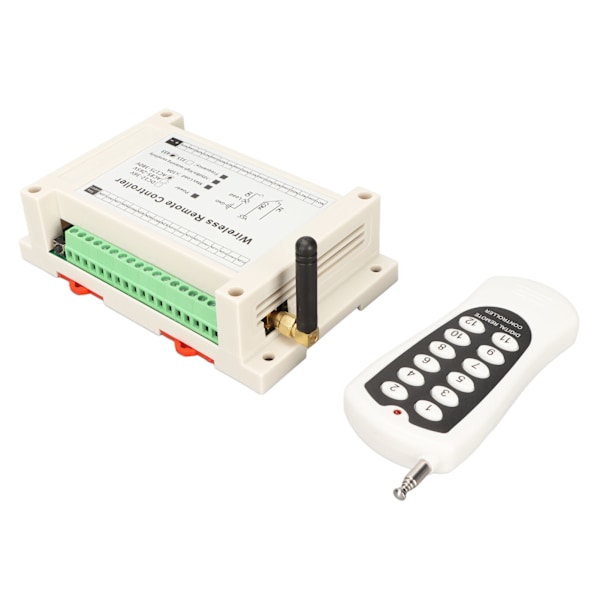 Reläfjärrkontrollströmbrytare AC175‑380V 12-kanals 12-knappar RF trådlös fjärrkontrollbrytare för belysningsarmaturer