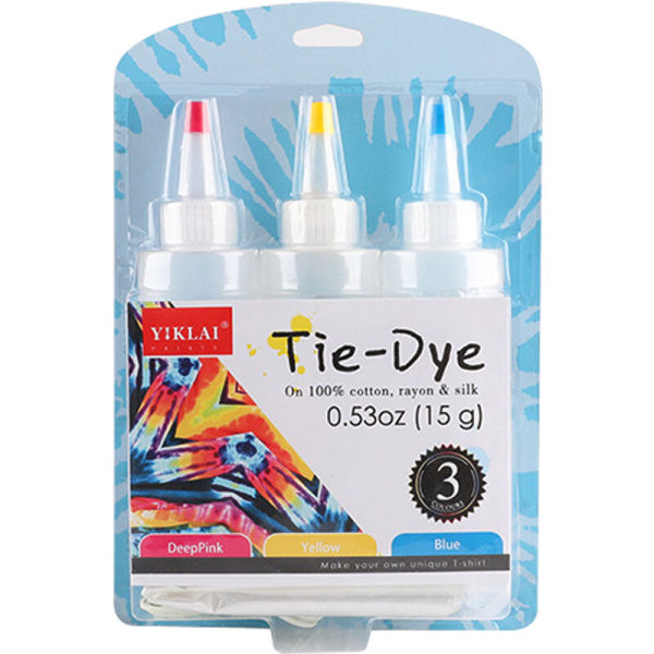 DIY tie-dye pigment for voksne barns graffiti tie-dye 120ml/flaske, 3 farger sett (roserød + gul + blå)