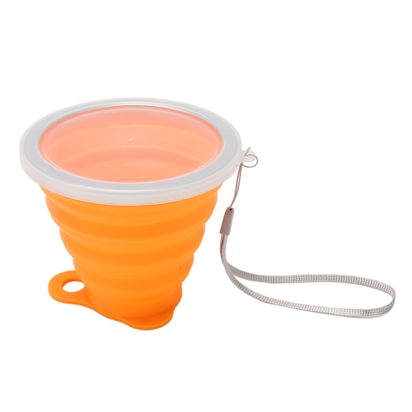 Hopfällbar Vattenkopp 270ml Livsmedelsgodkänd Silikon Liten Bärbar Vikbar Campingkopp med Lock för Resor Kontor Utomhus Orange