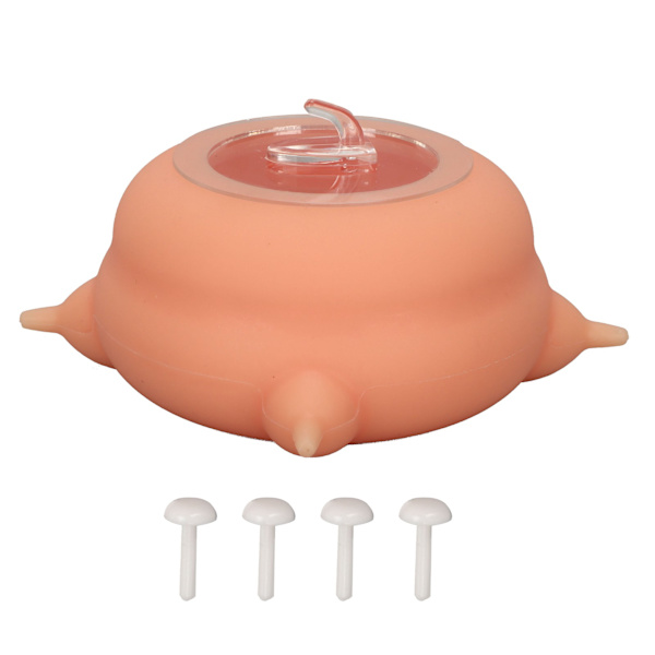 Puppy Milk Feeder Bowl 200ml Simulering Valp Nursing Station Nipple Feeder med sugkoppar för flera valpar Rosa