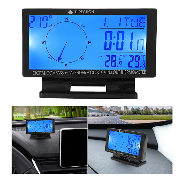 CD60 Multifunktionell Digital Biltermometer med Tidnavigationsfunktion