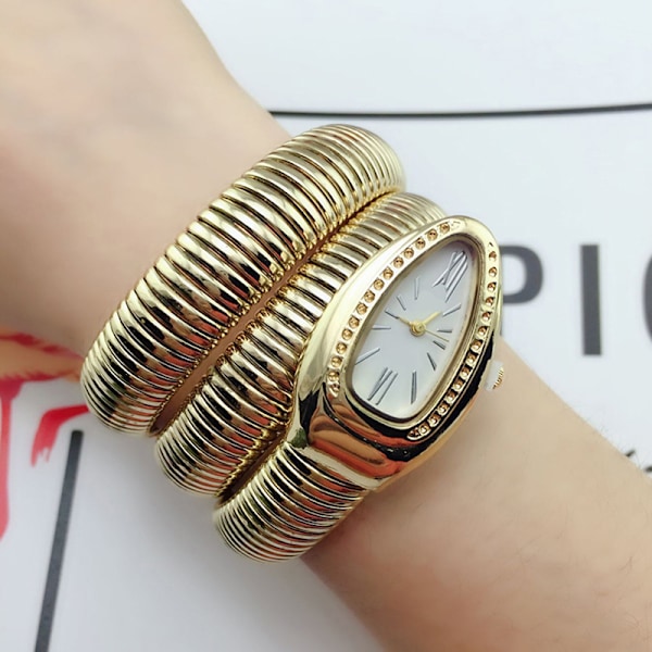 Dameklokke Mode Snake Shape Armbåndsur for Casual Work Office