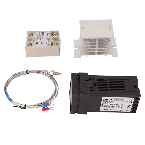 Digital PID Termostat Set Termoelement Kylfläns Relä Temperaturregulator Set med fäste för Farm Chicken House 25A