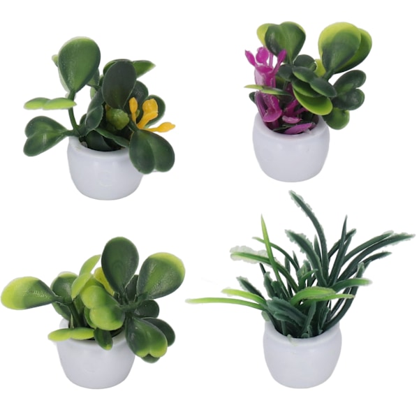 4 st Dockhus krukväxt Miniatyr konstgjord blomma Tiny Bonsai för 1:12 Dockhus Trädgårdsdekoration