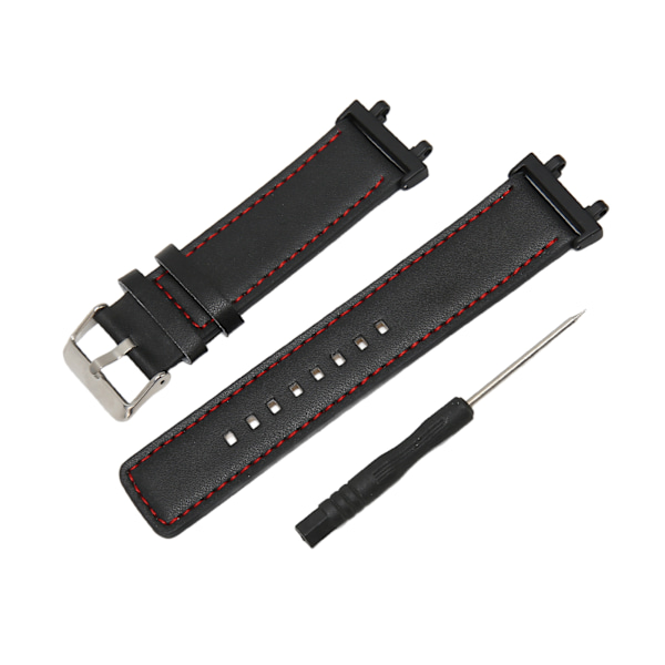 Klockband PU-läder Andningsbart ersättningsklockarmband med fjäderstångsverktyg för T Rex 2 Svart