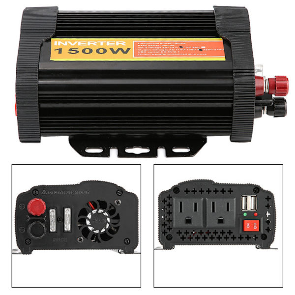 12V DC til 110V AC 1500W Bil Auto Spændingstransformator Inverter Converter Billadning
