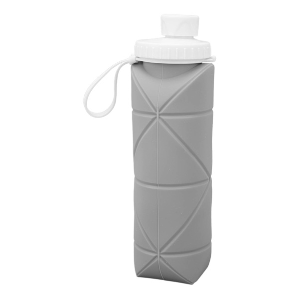 600 ml hopfällbar vattenflaska livsmedelsklassad silikon Läckagesäker Lätt resevattenflaska för gym Camping Sport Grå