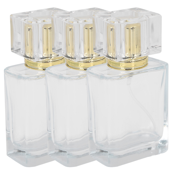 50 ml Refillable Perfume Bottle Glass Spray Transparent Liquid Empty Atomizer Container Gold