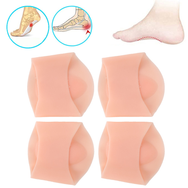 2 par valvstöd SEBS Flatfoot innersula Elastiska ortopediska strumpor FotbäddsförstärkareLjus hudfärg L
