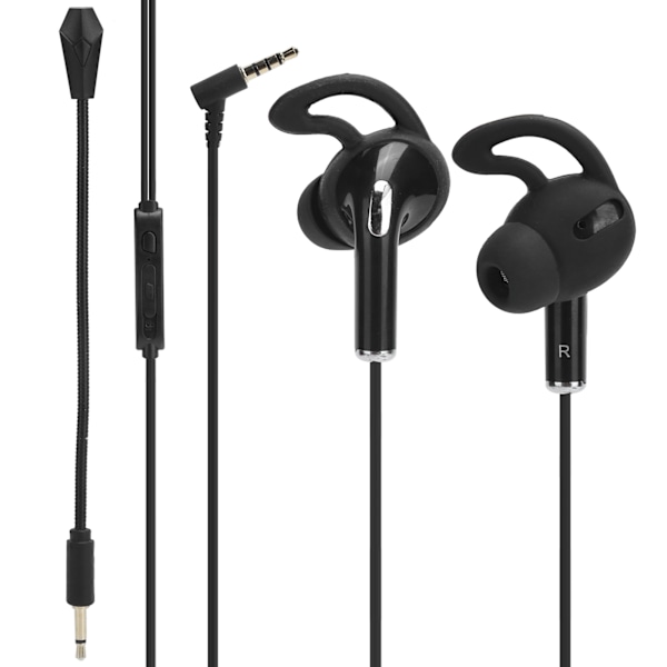 Wire-Control Game Headset 3,5 mm gränssnitt Esports hörlurar Dubbel mikrofon Pluggbar