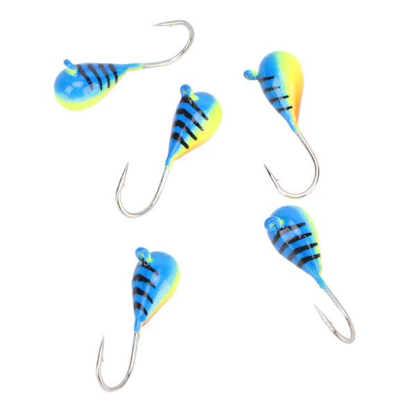 5 stk Isfiske Jiggsett Høykarbonstål Isfiskekroker Lokke for Bas Abborre Crappie Micro 5MM