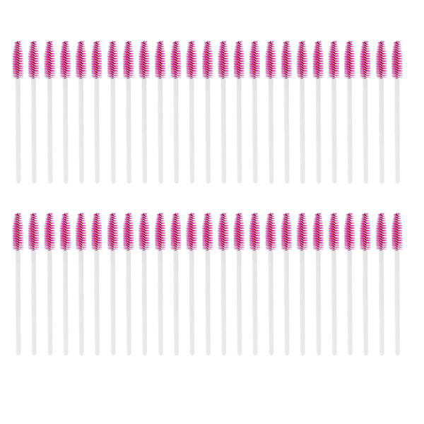50 st/set Engångsögonfransar Borste Mascara Applikator Makeup Kosmetisk Verktyg Vit Rose Röd