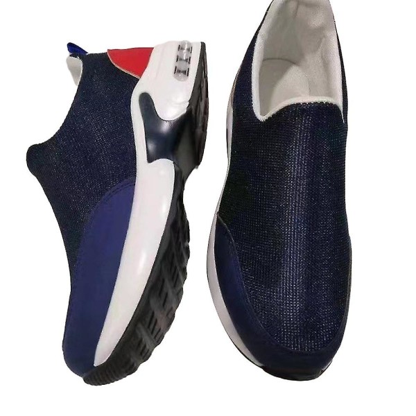 Dame Platformtrenere for kvinner Fitness Gym Sports Joggesko Pumps Air Casual Slip On Shoes Str. navy blue 36