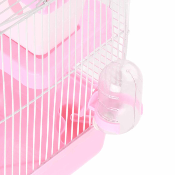 2-vånings hamsterbur Stort utrymme Högt chassi Design Hamster Habitatbur för husdjurshamster Smådjur Rosa