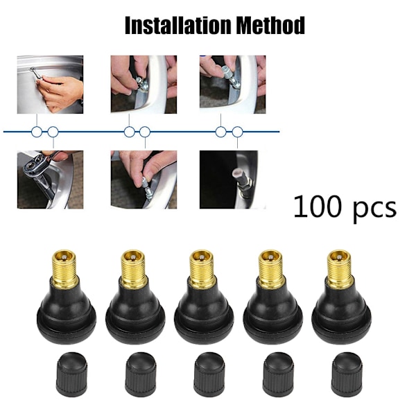 100 st Bil Motorcykel Universal Replacement Snap in däck Däckventilstam （TR412）