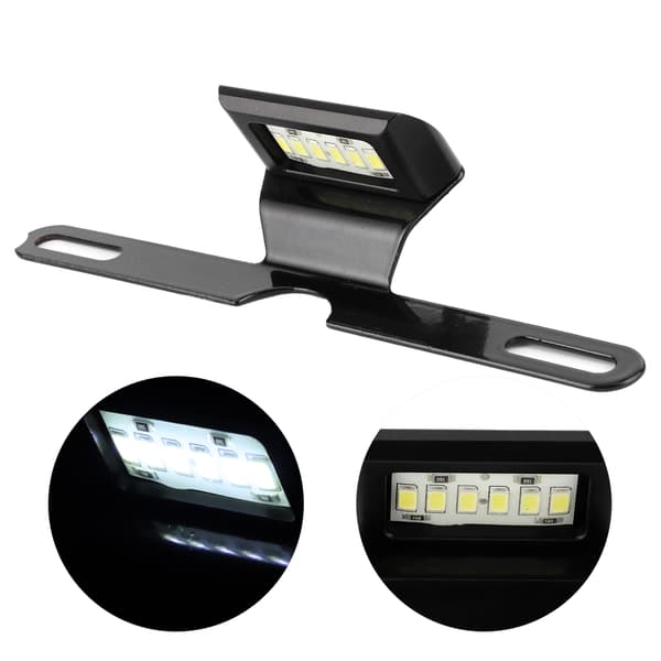 Universal Motorcykel Nummerpladelys CNC Aluminium Bagerste Nummerpladelampe 6 LED Bagmontering Belysning Sort