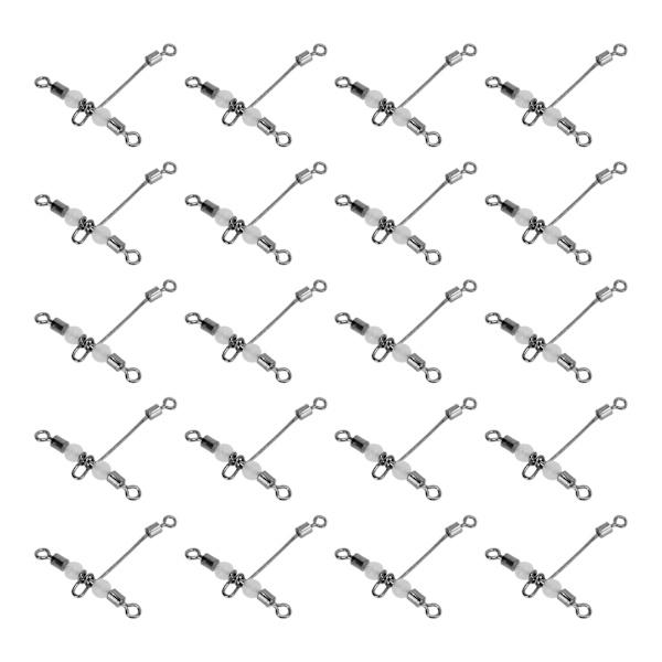 20 stk T-formet Lysende Fiske-Swivel 3-vejs Connector Krydslinje Rullende Swivel med Perler 8x10 #