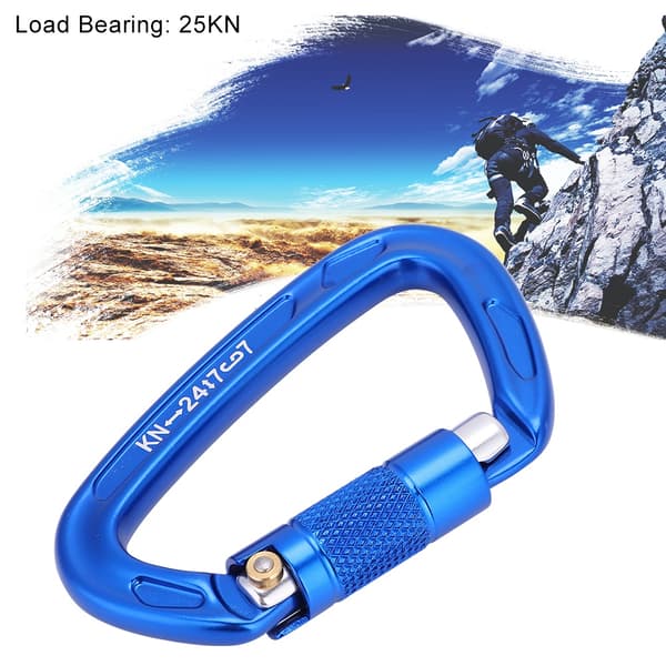 25KN Turvalukko D-solki Ulkokiipeily Pelastus Karabiner Varusteet (Sininen)